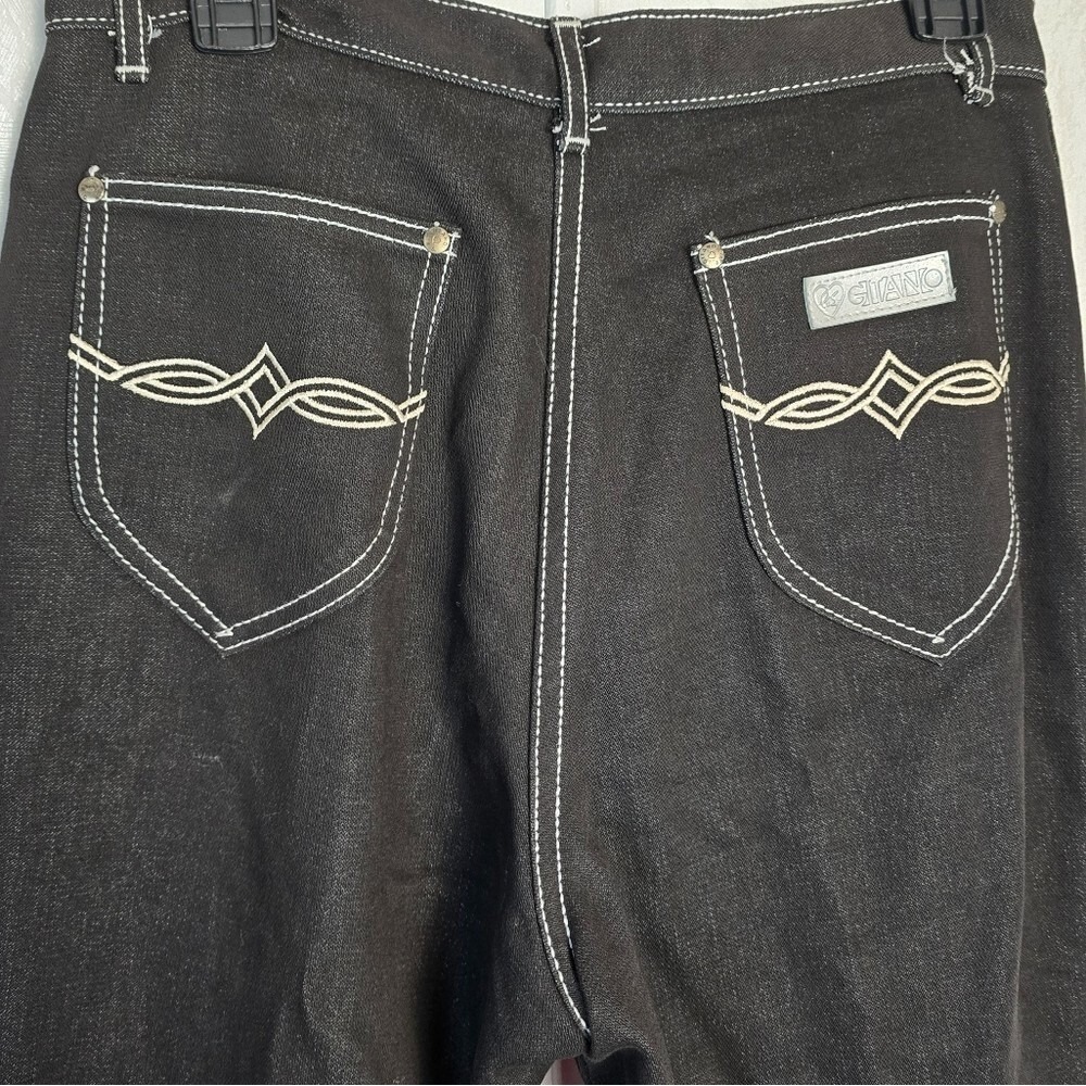 Vintage Gitano Black Contrast Stitch High Waisted Straight Leg Jeans Size 14